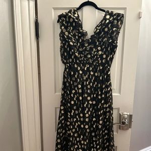 Madewell black and gold jumpsuit with ruffles and tie back, 00